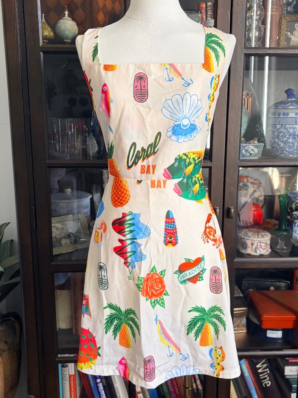 Sunday Up, Retro Print Lace Up Mini Dress size Small